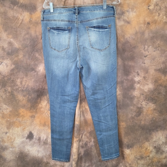 Walmart Scoop Jeans Hi Rise Button Fly Stretch Skinny Med Blue Wash 12 - Picture 6 of 11